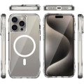 Apple iPhone 15 Pro Max (6.7) Kılıf Magsafe Şarj Özellikli Airbagli Şeffaf İncek Kapak - Şeffaf