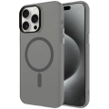 Apple iPhone 15 Pro Max (6.7) Kılıf Magsafe Şarj Özellikli Buzlu Transparan C-Pro Sert Kapak - Koyu Gri