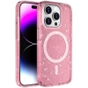 Apple iPhone 15 Pro Max (6.7) Kılıf Magsafe Şarj Özellikli Parlayan Simli Saydam Renkli Allstar Kapak - Pembe