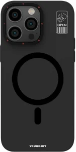Apple iPhone 15 Pro Max (6.7) Kılıf Magsafe Şarj Özellikli Standlı YoungKit Hermit Bracket Serisi Kapak - Siyah