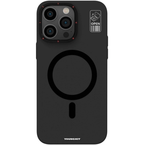 Apple iPhone 15 Pro Max (6.7) Kılıf Magsafe Şarj Özellikli Standlı YoungKit Hermit Bracket Serisi Kapak - Siyah