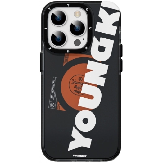 Apple iPhone 15 Pro Max (6.7) Kılıf Magsafe Şarj Özellikli Youngkit Binfen Serisi Yazı Temalı Kapak - Siyah