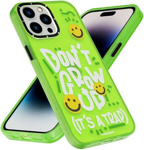 Apple iPhone 15 Pro Max (6.7) Kılıf Magsafe Şarj Özellikli Youngkit Happy Hearth Serisi Kapak - Yeşil