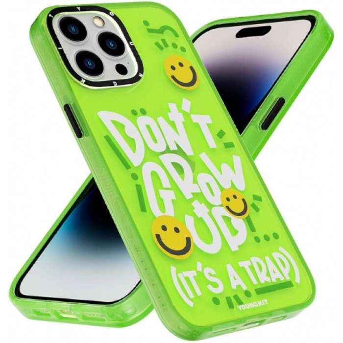 Apple iPhone 15 Pro Max (6.7) Kılıf Magsafe Şarj Özellikli Youngkit Happy Hearth Serisi Kapak - Yeşil