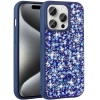 Apple iPhone 15 Pro Max (6.7) Kılıf Parlak Taşlı Tasarım Zore Linea Kapak - Lacivert