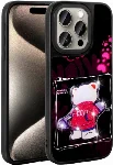 Apple iPhone 15 Pro Max (6.7) Kılıf Parlayan Kabartmalı İkonik Figürlü Amas Silikon Kapak - Siyah