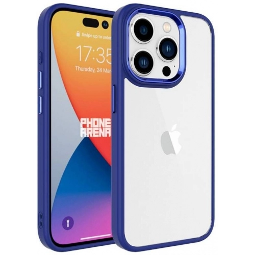 Apple iPhone 15 Pro Max (6.7) Kılıf Şeffaf Arka Yüzey Renkli Kenar Krom Kapak - Siyah