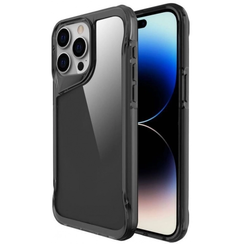 Apple iPhone 15 Pro Max (6.7) Kılıf Şeffaf TPU Kenarları Esnek Crystal T-Max Kapak - Siyah