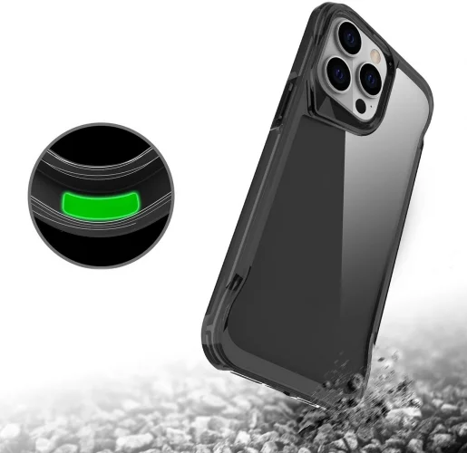 Apple iPhone 15 Pro Max (6.7) Kılıf Şeffaf TPU Kenarları Esnek Crystal T-Max Kapak - Siyah