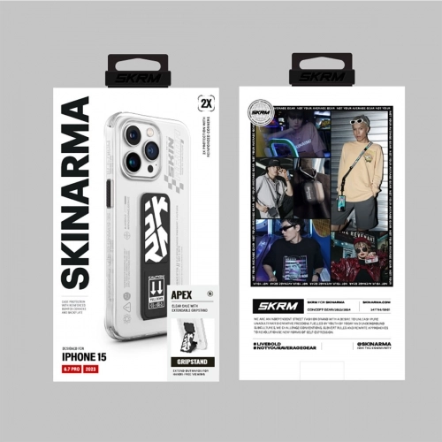 Apple iPhone 15 Pro Max (6.7) Kılıf SkinArma Standlı Şeffaf Tasarımlı Orijinal Apex Kapak - Kırmızı