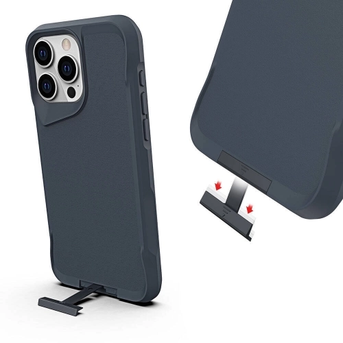 Apple iPhone 15 Pro Max (6.7) Kılıf Standlı TPU Kenarları Esnek Mat T-Max Kapak - Gri