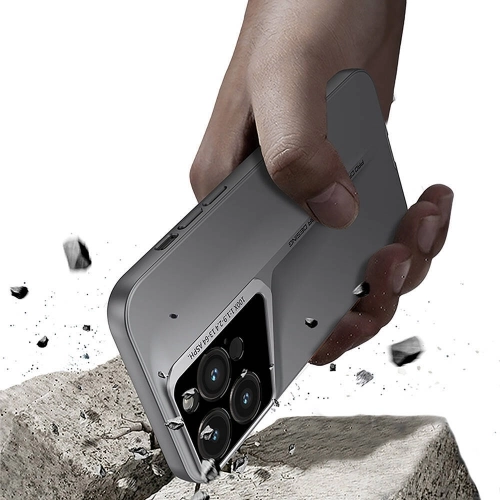 Apple iPhone 15 Pro Max (6.7) Kılıf Ultra İnce Kameralı Korumalı Sert Rubber Procase Kapak - Titanyum-Gri