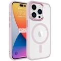 Apple iPhone 15 Pro Max (6.7) Kılıf Wireless Şarj Özellikli Zore Krom Magsafe Silikon Kapak - Açık Pembe