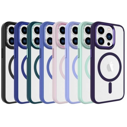 Apple iPhone 15 Pro Max (6.7) Kılıf Wireless Şarj Özellikli Zore Krom Magsafe Silikon Kapak - Açık Pembe