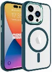 Apple iPhone 15 Pro Max (6.7) Kılıf Wireless Şarj Özellikli Zore Krom Magsafe Silikon Kapak - Koyu Yeşil