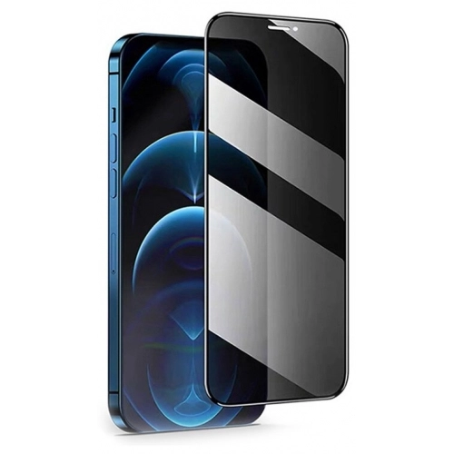 Apple iPhone 15 Pro Max (6.7) Kırılmaz Cam 5D Ekran Koruyucu Karartmalı Hayalet Cam Privacy Tam Kapatan - Siyah