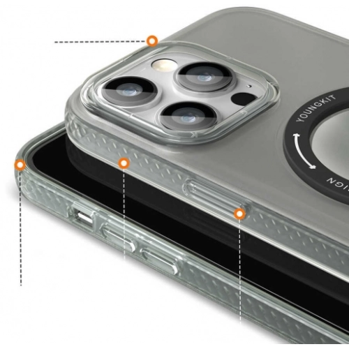 Apple iPhone 15 Pro Max (6.7) Magsafe Şarj Özellikli Youngkit Rock Serisi Kapak - Beyaz