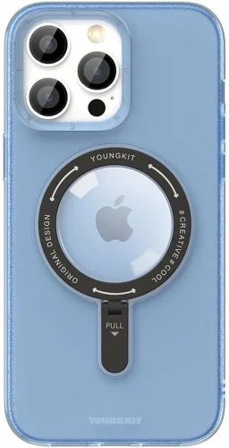 Apple iPhone 15 Pro Max (6.7) Magsafe Şarj Özellikli Youngkit Rock Serisi Kapak - Mavi
