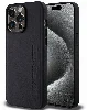 Apple iPhone 15 Pro Max (6.7) Kılıf AMG Orjinal Lisanslı Magsafe Şarj Özellikli Deri Sıcak Damgalı Kapak - Siyah
