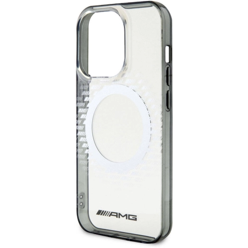 Apple iPhone 15 Pro Max (6.7) Kılıf AMG Orjinal Lisanslı Magsafe Şarj Özellikli Eşkenar Dörtgen Desenli Transparan Kapak - Kırmızı