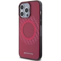 Apple iPhone 15 Pro Max (6.7) Kılıf AMG Orjinal Lisanslı Magsafe Şarj Özellikli Eşkenar Dörtgen Desenli Transparan Kapak - Kırmızı