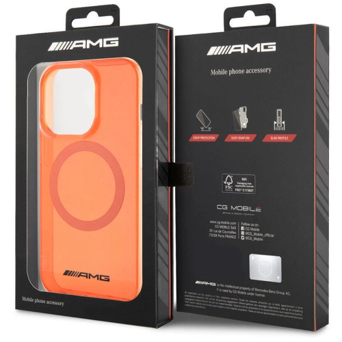 Apple iPhone 15 Pro Max (6.7) Kılıf AMG Orjinal Lisanslı Magsafe Şarj Özellikli Transparan Kapak - Sarı