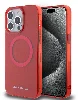 Apple iPhone 15 Pro Max (6.7) Kılıf AMG Orjinal Lisanslı Magsafe Şarj Özellikli Transparan Kapak - Kırmızı