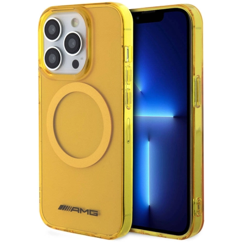 Apple iPhone 15 Pro Max (6.7) Kılıf AMG Orjinal Lisanslı Magsafe Şarj Özellikli Transparan Kapak - Sarı