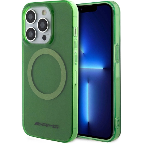Apple iPhone 15 Pro Max (6.7) Kılıf AMG Orjinal Lisanslı Magsafe Şarj Özellikli Transparan Kapak - Yeşil