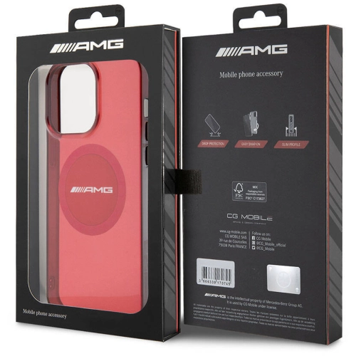 Apple iPhone 15 Pro Max (6.7) Kılıf AMG Orjinal Lisanslı Magsafe Şarj Özellikli Transparan Timeless Kapak - Kırmızı