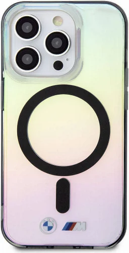 Apple iPhone 15 Pro Max (6.7) Kılıf BMW Magsafe Şarj Özellikli Transparan Renk Geçişli Iridescent Orjinal Lisanslı Kapak - Karışık