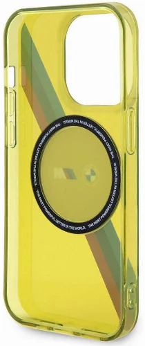Apple iPhone 15 Pro Max (6.7) Kılıf BMW Magsafe Şarj Özellikli Transparan Tricolor Stripes Orjinal Lisanslı Kapak - Yeşil