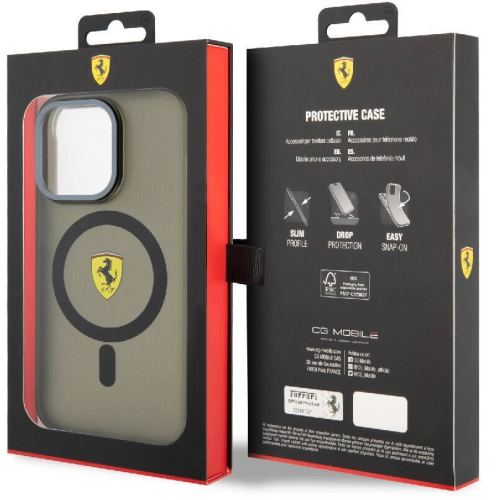 Apple iPhone 15 Pro Max (6.7) Kılıf Ferrari Orjinal Lisanslı Magsafe Şarj Özellikli Kontrast Bumper Kapak - Siyah