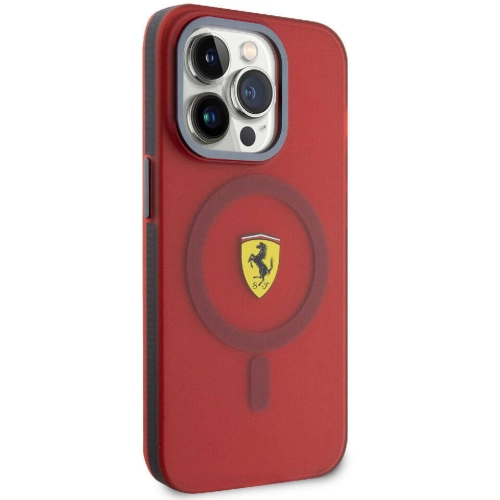 Apple iPhone 15 Pro Max (6.7) Kılıf Ferrari Orjinal Lisanslı Magsafe Şarj Özellikli Kontrast Bumper Kapak - Kırmızı