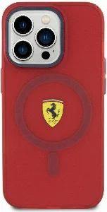 Apple iPhone 15 Pro Max (6.7) Kılıf Ferrari Orjinal Lisanslı Magsafe Şarj Özellikli Kontrast Bumper Kapak - Kırmızı
