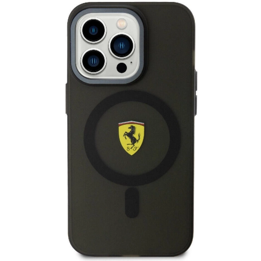 Apple iPhone 15 Pro Max (6.7) Kılıf Ferrari Orjinal Lisanslı Magsafe Şarj Özellikli Kontrast Bumper Kapak - Siyah