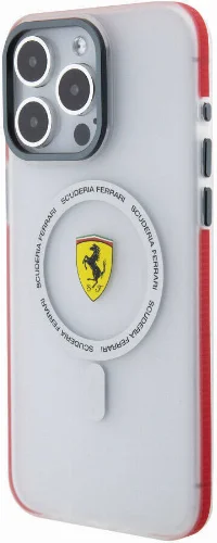 Apple iPhone 15 Pro Max (6.7) Kılıf Ferrari Orjinal Lisanslı Magsafe Şarj Özellikli Kontrast Bumper SF Ring Kapak - Siyah