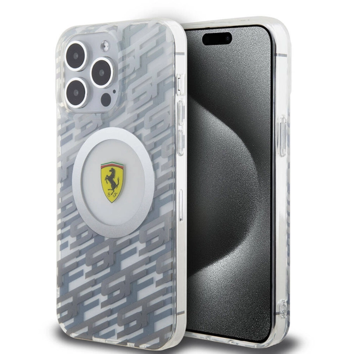 Apple iPhone 15 Pro Max (6.7) Kılıf Ferrari Orjinal Lisanslı Magsafe Şarj Özellikli Multi SF Kapak - Gri