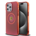 Apple iPhone 15 Pro Max (6.7) Kılıf Ferrari Orjinal Lisanslı Magsafe Şarj Özellikli Parçalanan Noktalar Desenli Kapak - Kırmızı