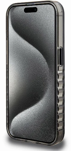 Apple iPhone 15 Pro Max (6.7) Kılıf Ferrari Orjinal Lisanslı Magsafe Şarj Özellikli Tırtıklı Kenar Tasarımlı Ortalanmış Logo Kapak - Siyah