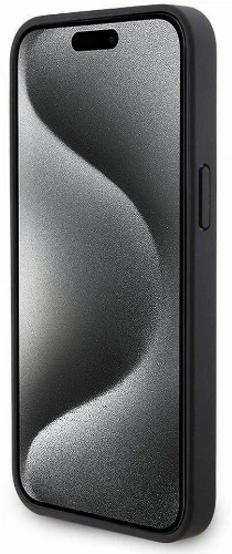 Apple iPhone 15 Pro Max (6.7) Kılıf Ferrari Orjinal Lisanslı PU Delikli Arka Yüzey Metal Logolu Dikişli Büyük SF Yazılı Kapak - Siyah
