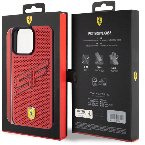 Apple iPhone 15 Pro Max (6.7) Kılıf Ferrari Orjinal Lisanslı PU Delikli Arka Yüzey Metal Logolu Dikişli Büyük SF Yazılı Kapak - Siyah