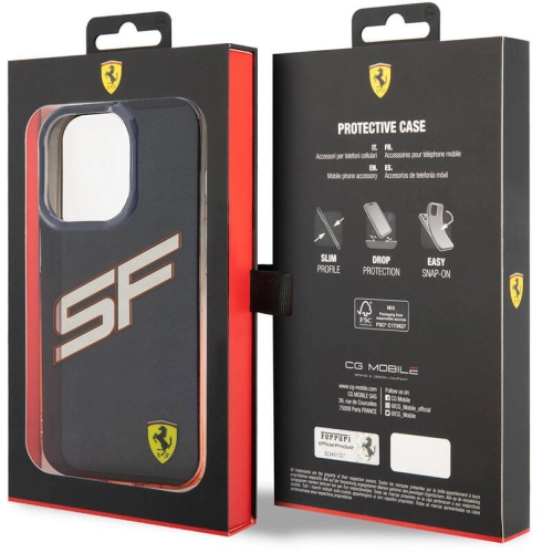 Apple iPhone 15 Pro Max (6.7) Kılıf Ferrari Orjinal Lisanslı Transparan SF Yazılı Kenarları Renk Geçişli Kapak - Kırmızı