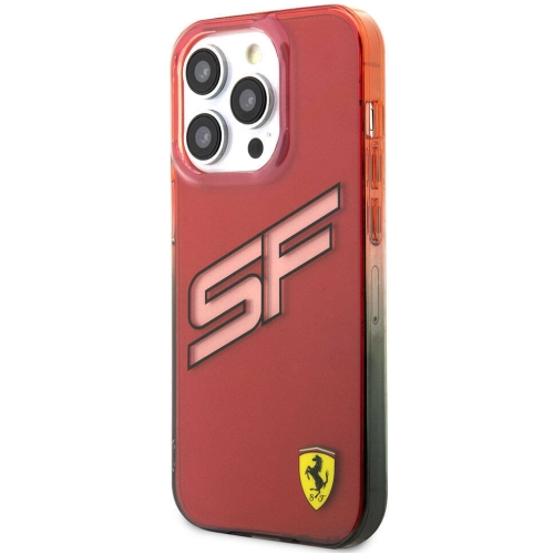 Apple iPhone 15 Pro Max (6.7) Kılıf Ferrari Orjinal Lisanslı Transparan SF Yazılı Kenarları Renk Geçişli Kapak - Kırmızı