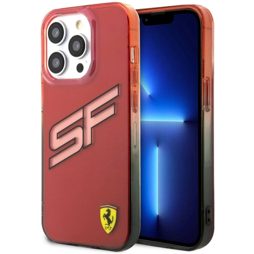 Apple iPhone 15 Pro Max (6.7) Kılıf Ferrari Orjinal Lisanslı Transparan SF Yazılı Kenarları Renk Geçişli Kapak - Kırmızı