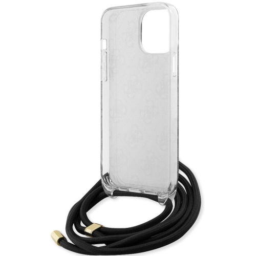 Apple iPhone 15 Pro Max Kılıf Guess Orjinal Lisanslı Çapraz Kordon 4G Desenli Kapak - Siyah