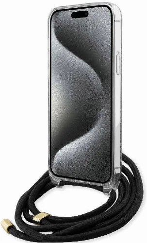 Apple iPhone 15 Pro Max Kılıf Guess Orjinal Lisanslı Çapraz Kordon 4G Desenli Kapak - Kahverengi