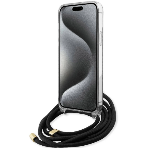 Apple iPhone 15 Pro Max Kılıf Guess Orjinal Lisanslı Çapraz Kordon 4G Desenli Kapak - Kahverengi