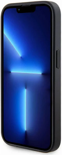 Apple iPhone 15 Pro Max Kılıf Guess Orjinal Lisanslı Deri 4G Metal Logo Strass Kapak - Siyah
