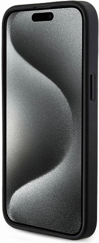 Apple iPhone 15 Pro Max (6.7) Kılıf Guess Orjinal Lisanslı Magsafe Şarj Özellikli 4G Desenli Yazı Logolu Kapak - Siyah